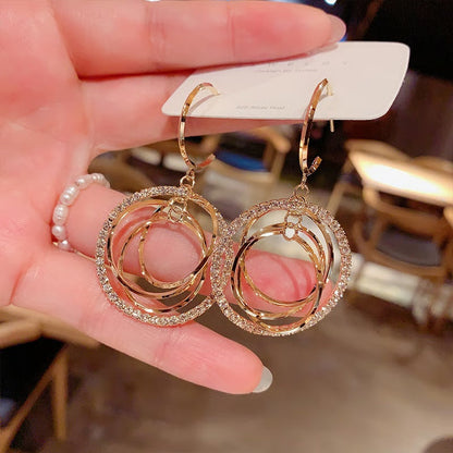 🎁Geometric multi-layered circle flower earrings
