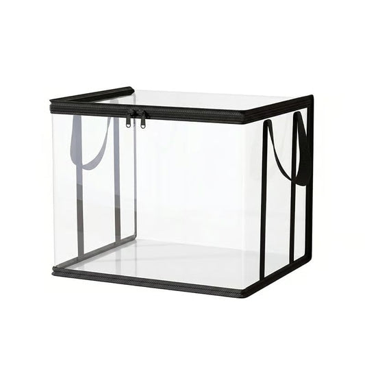 Large Clear Thick Plastic Storage Box with Hinged Lid