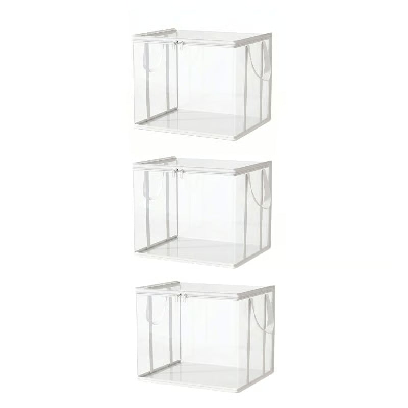 Large Clear Thick Plastic Storage Box with Hinged Lid