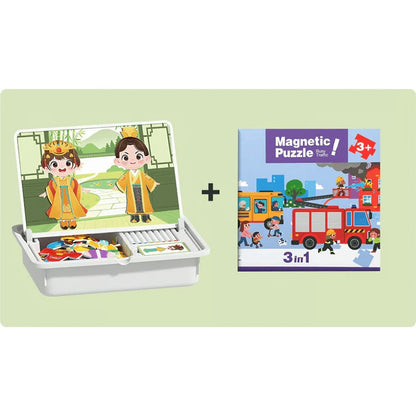 Magnetic Puzzles Face Dress Up Travel Game Double Side Preschool Educational Learning Toy for Kids