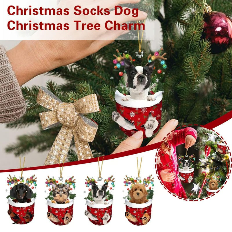 RED Goldendoodle In Snow Pocket Ornament